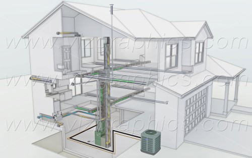 VIZ Graphics - Central AC Detailing Cutaway Rendering