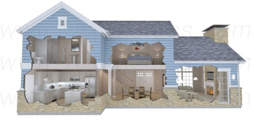 VIZ Graphics - 3D House Cutaway Rendering