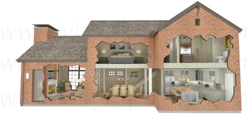 VIZ Graphics - 3D House Cutaway Rendering